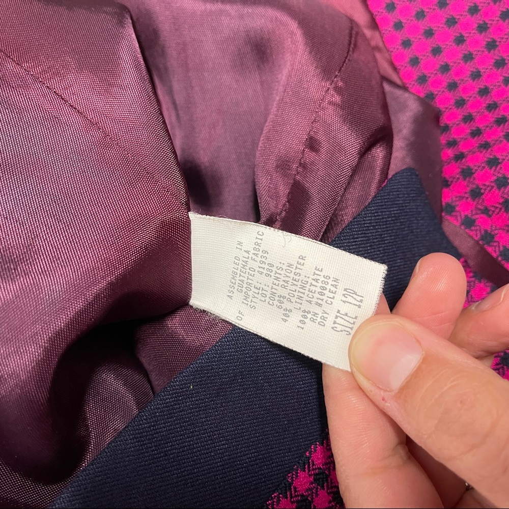 Vintage Cross country blazer pink navy gingham houndstooth blazer button front - Picture 6 of 7